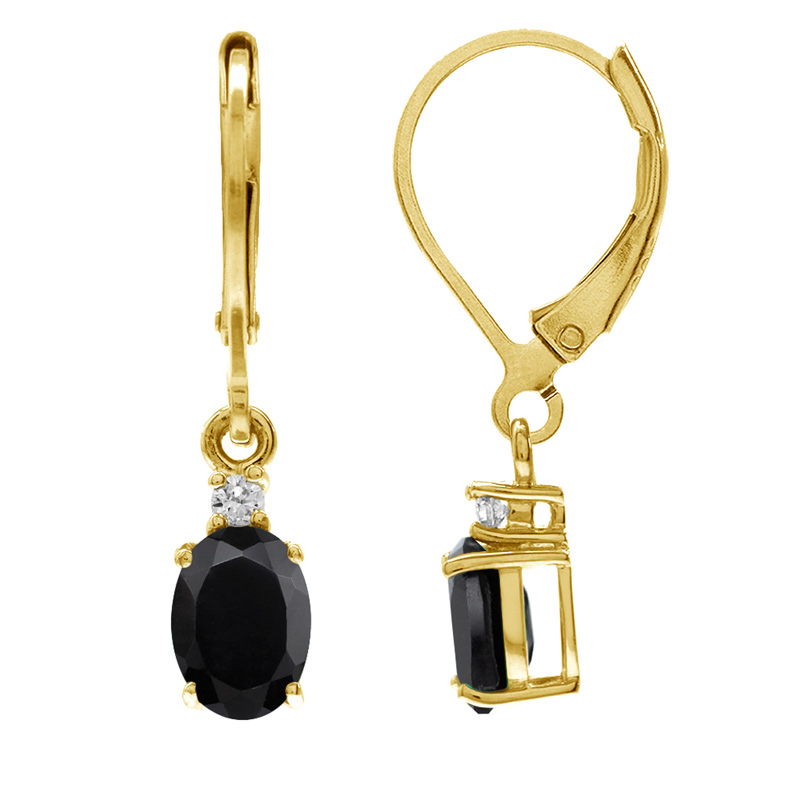 øreringe Med Sort Onyx - 26mm - Pr Par - Forgyldt