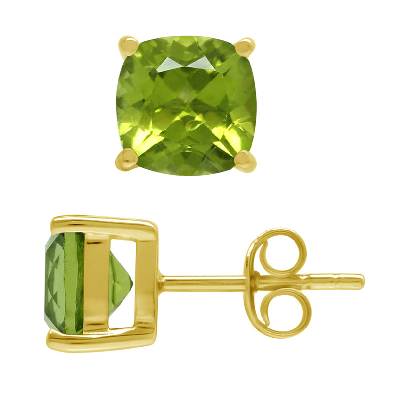 ørestikker Med Peridot - 8mm - Pr Par - Forgyldt