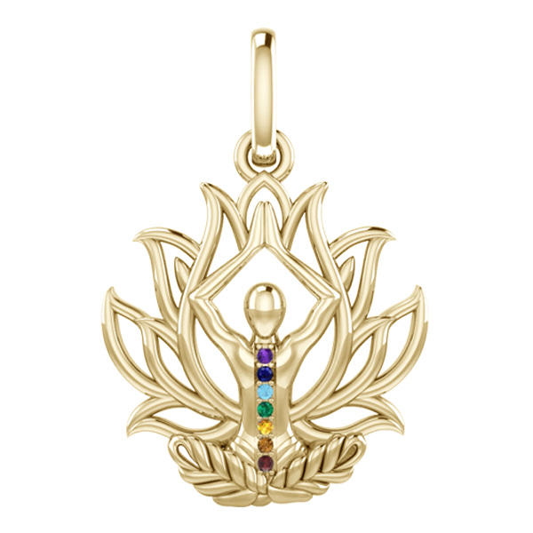 Chakra Lotus Vedhæng - U/kæde - 10k Guld