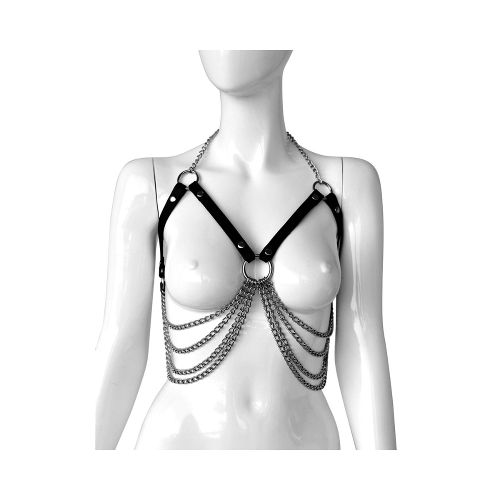 Læder Harness Med Kæder