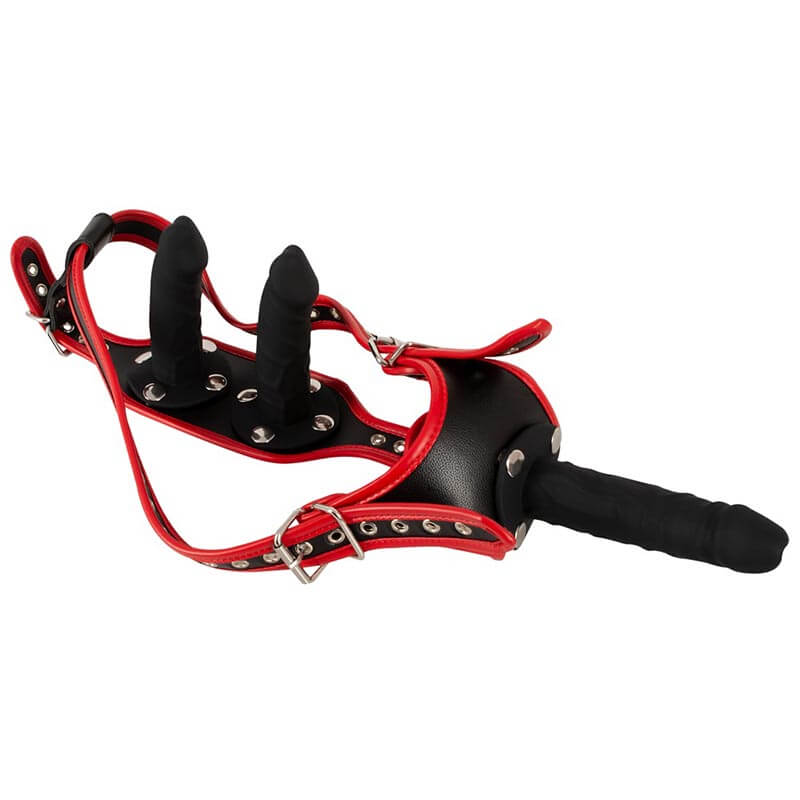 Bad Kitty Strap-on Harness Rød Og Sort - S/m