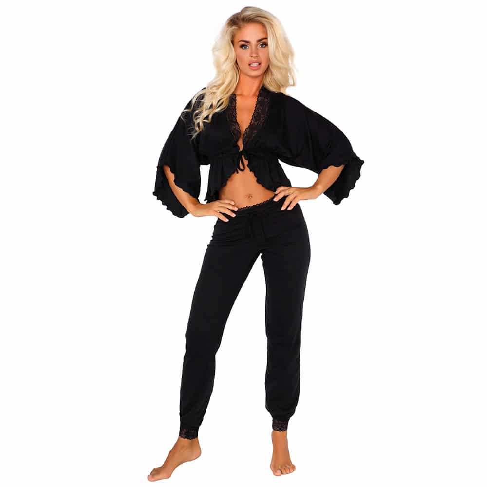 Beauty Night Fashion Margot Pyjamas Sæt Sort - L/xl