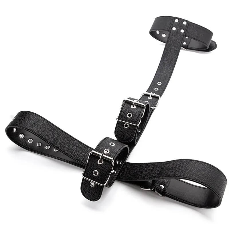 Bound Læder Restraint Med Halsbånd