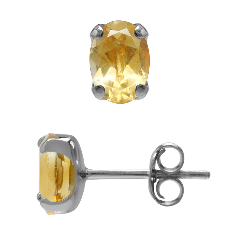 ørestikker Med Citrin - 7x5mm - Pr Sæt