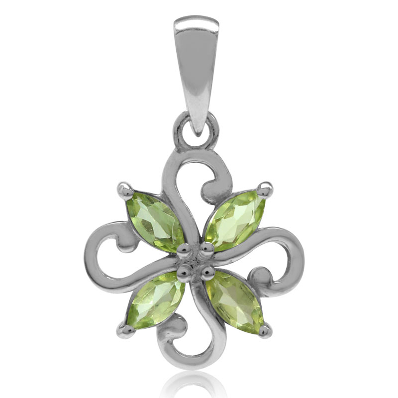 Vedhæng Blomst Med Peridot - 20mm - U/kæde