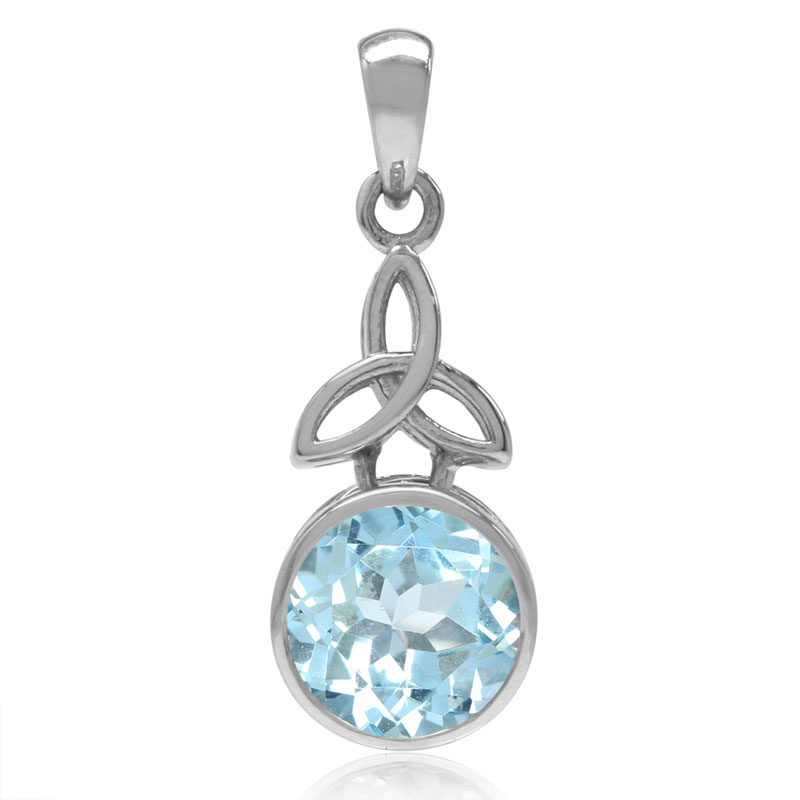 Vedhæng Triquetra Med Blå Topas - 27mm - U/kæde
