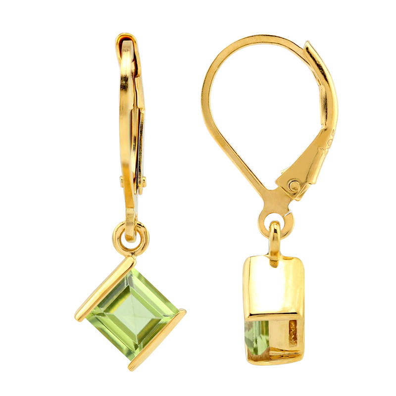 øreringe Med Peridot - 25mm - Pr Par - Forgyldt
