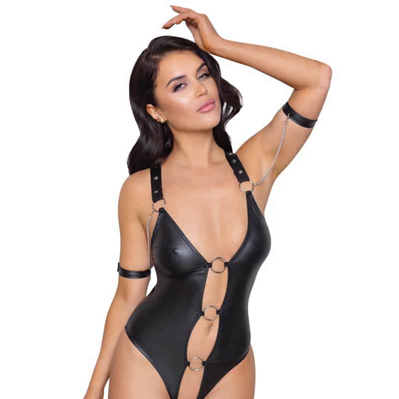 Cottelli Bondage Liva Bundløs Bodystocking Wetlook - S