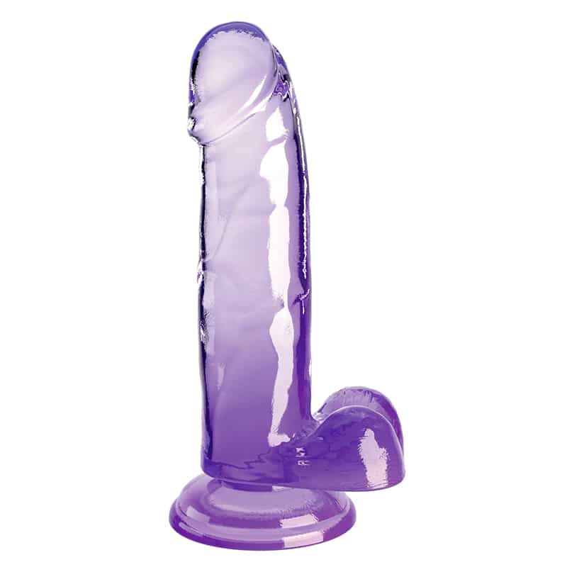King Cock Clear Dildo Med Sugekop 18 Cm Pink / Lilla - Lilla