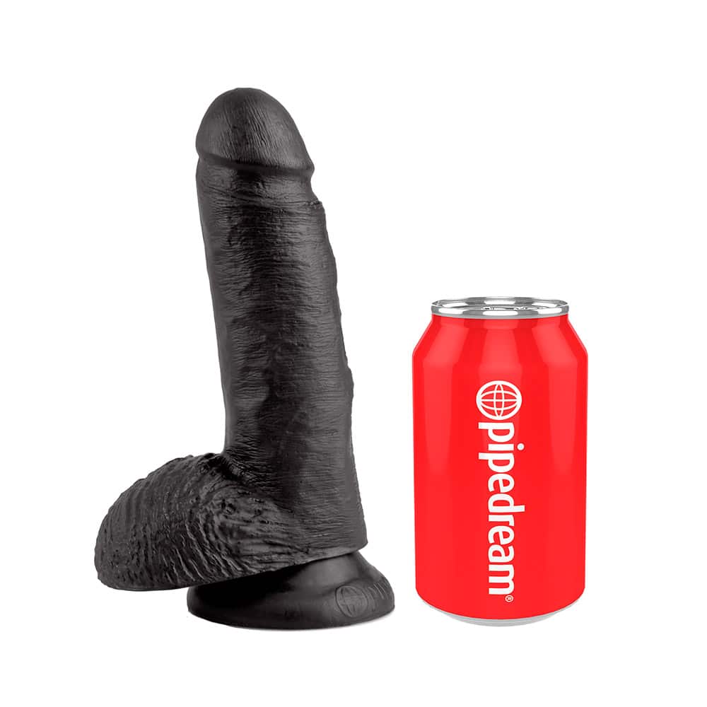 King Cockâ® Sort Dildo Med Kugler 18 Cm