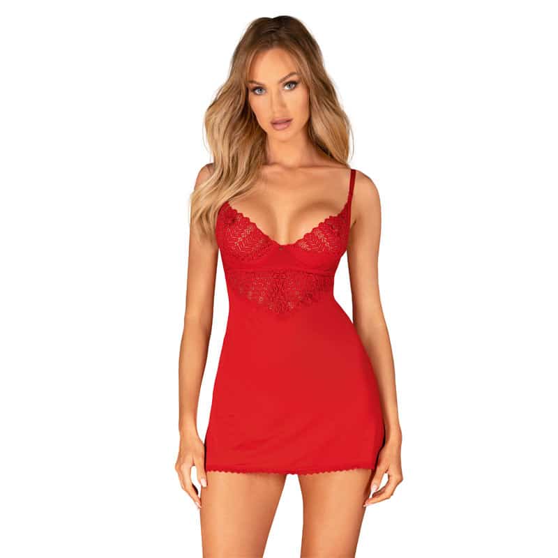 Obsessive Ingridia Chemise Og G-streng Rød - Xs/s