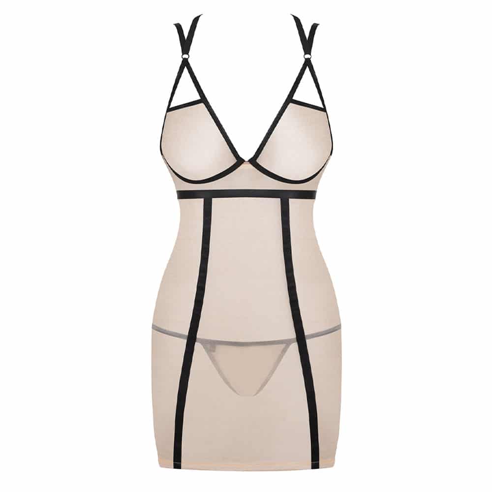Obsessive Nudelia Chemise Og G-streng Nude - S/m