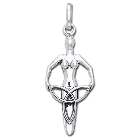 Vedhæng Gudinde Med Triquetra - Treenighedssymbolet - 36mm - U/kæde