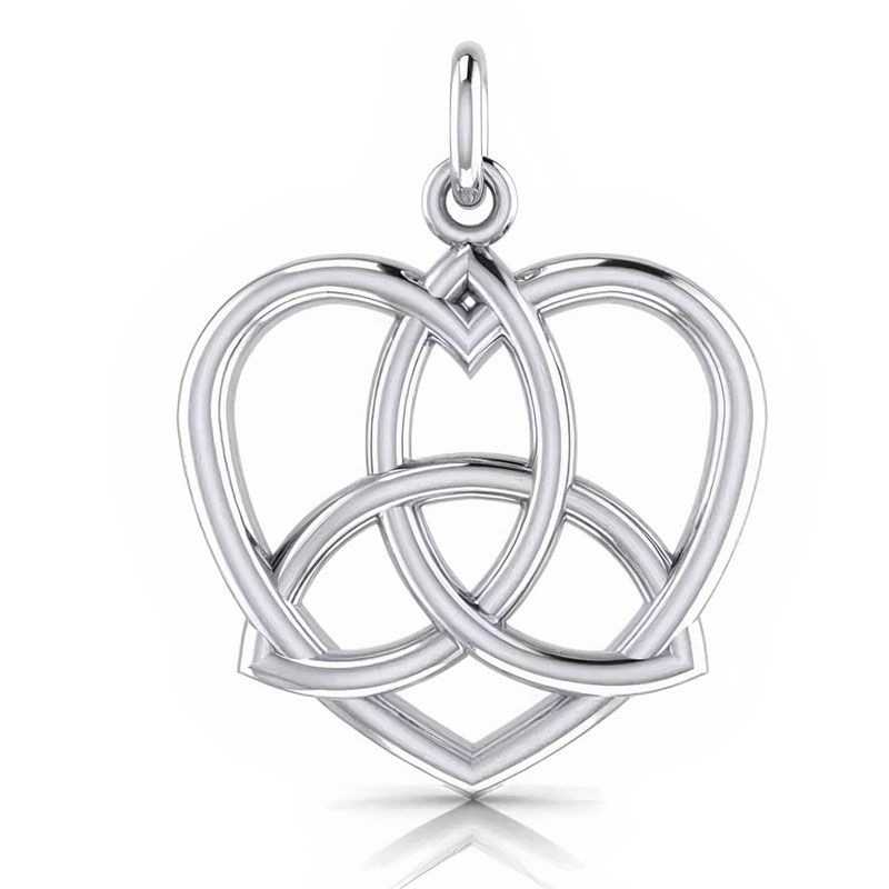 Vedhæng Hjerte Med Triquetra - Treenighedssymbolet - 31mm - U/kæde