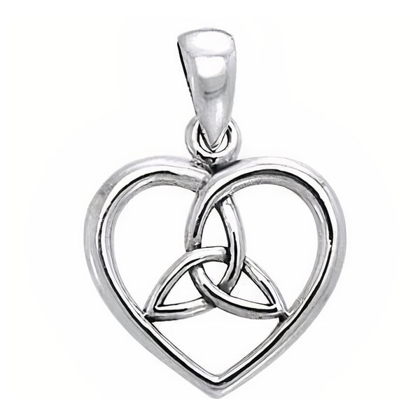 Vedhæng Hjerte Med Triquetra - Treenighedssymbolet - 22mm - U/kæde