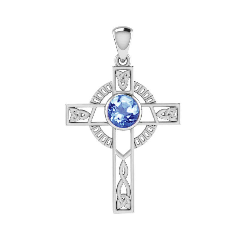 Keltisk Kors Med Safir - 40mm - U/kæde