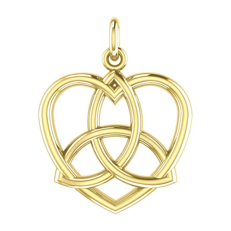 Vedhæng Hjerte Med Triquetra - Treenighedssymbolet - 31mm - U/kæde - Forgyldt - 14 Karat Guld