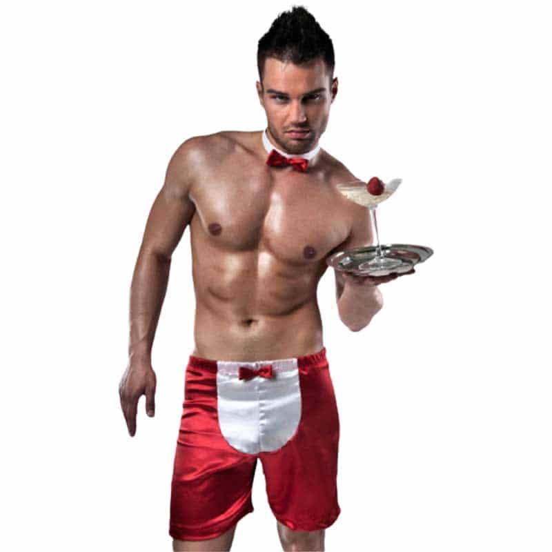 Passion The Waiter Boksershorts Rød Og Hvid - S/m