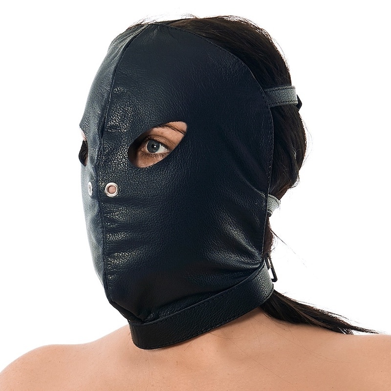 Rimba Bondage Play Læder Hoved Maske