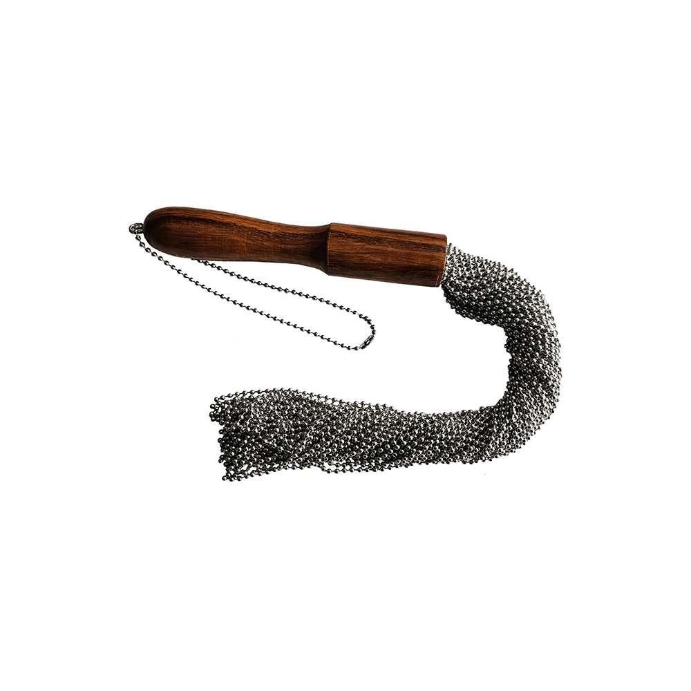 Metal Flogger Med Kæder Og Træhåndtag