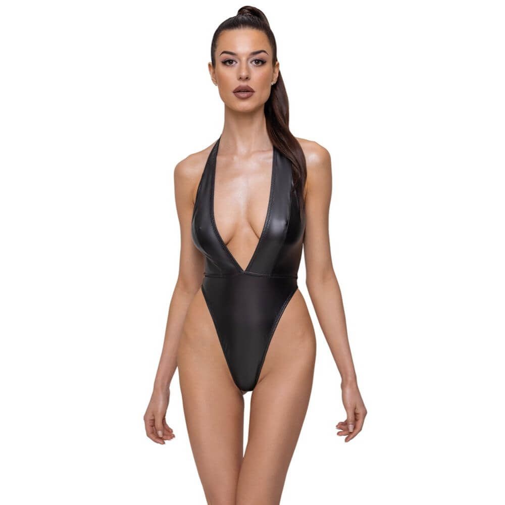 Cottelli - S - Matlook Bodystocking Med Dyb V-udskæring