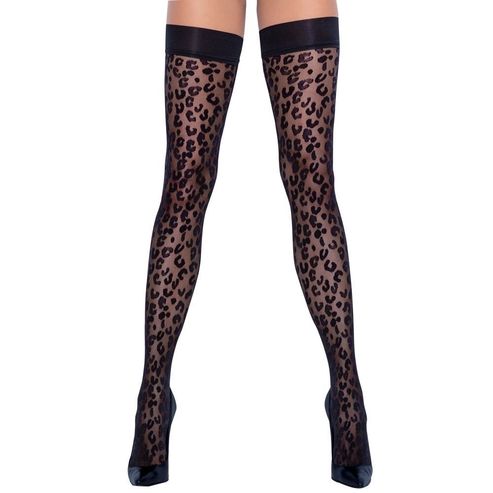 Cottelli Colection Selvsiddende Strømper Med Leopard Mønster-l