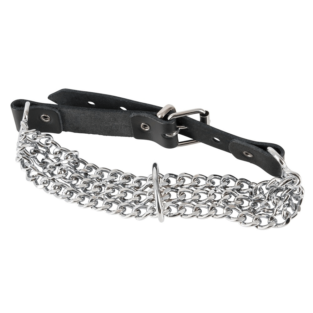 Zado Chain Collar Læder Halsbånd Med Kæde
