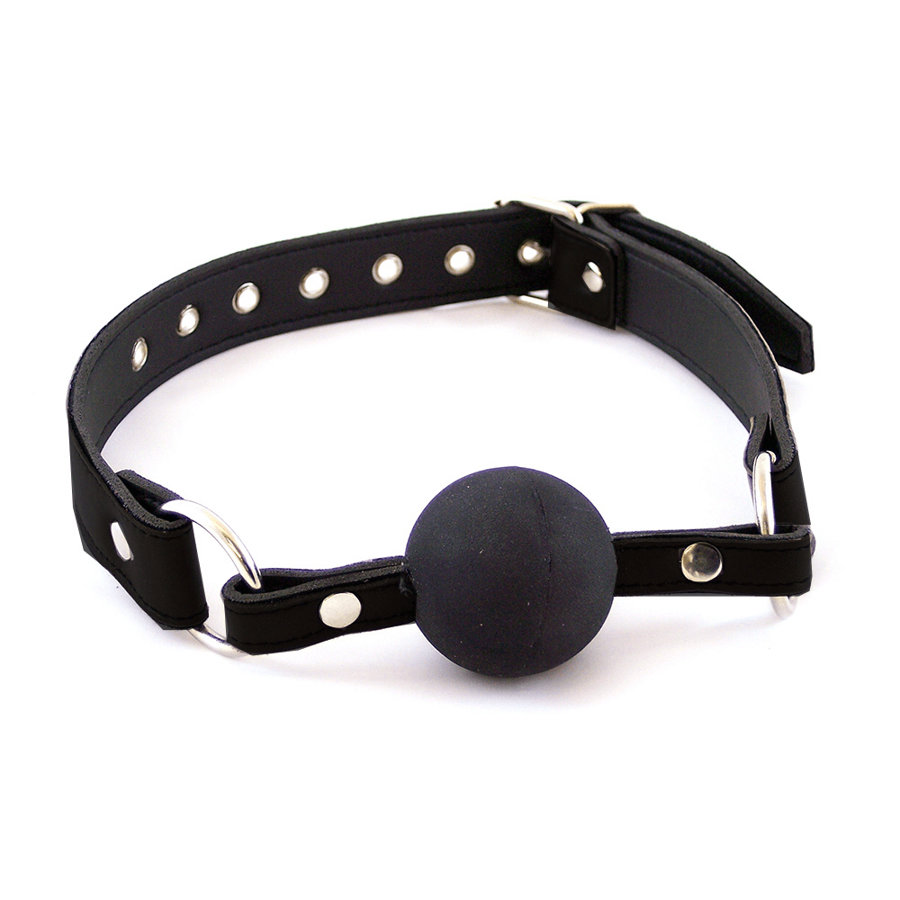 Luksuriøs Ball Gag I Læder Med Gummikugle