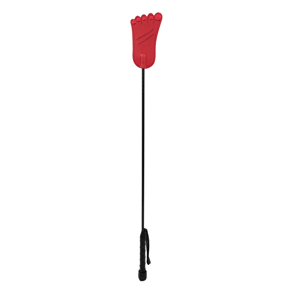 Læder Ridepisk Med Fodformet Paddle