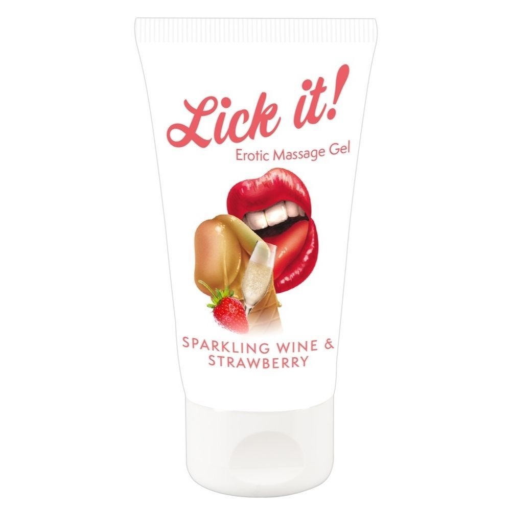 Lick It! Erotic Massage Gel-mousserende Jordbærvin