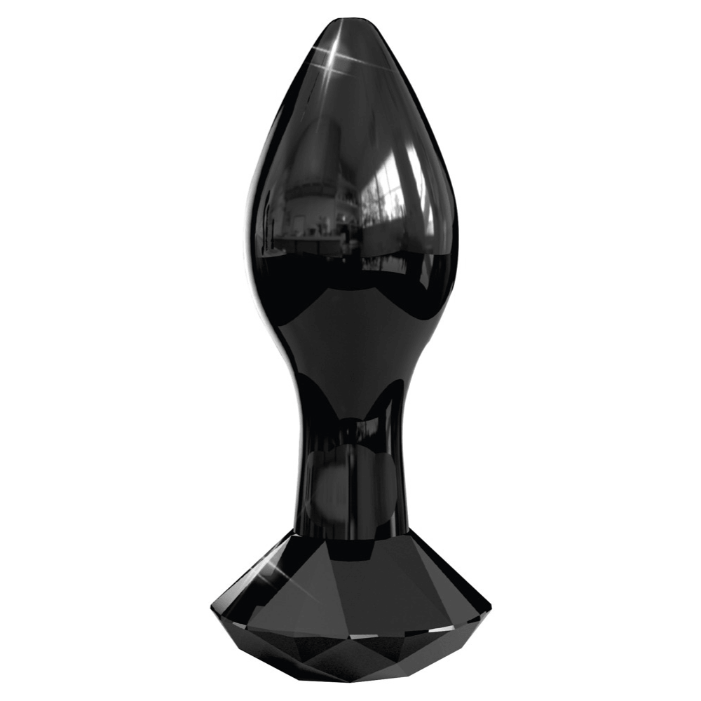 Icicles No. 78 Glas Analplug  -  Sort Diamantdesign