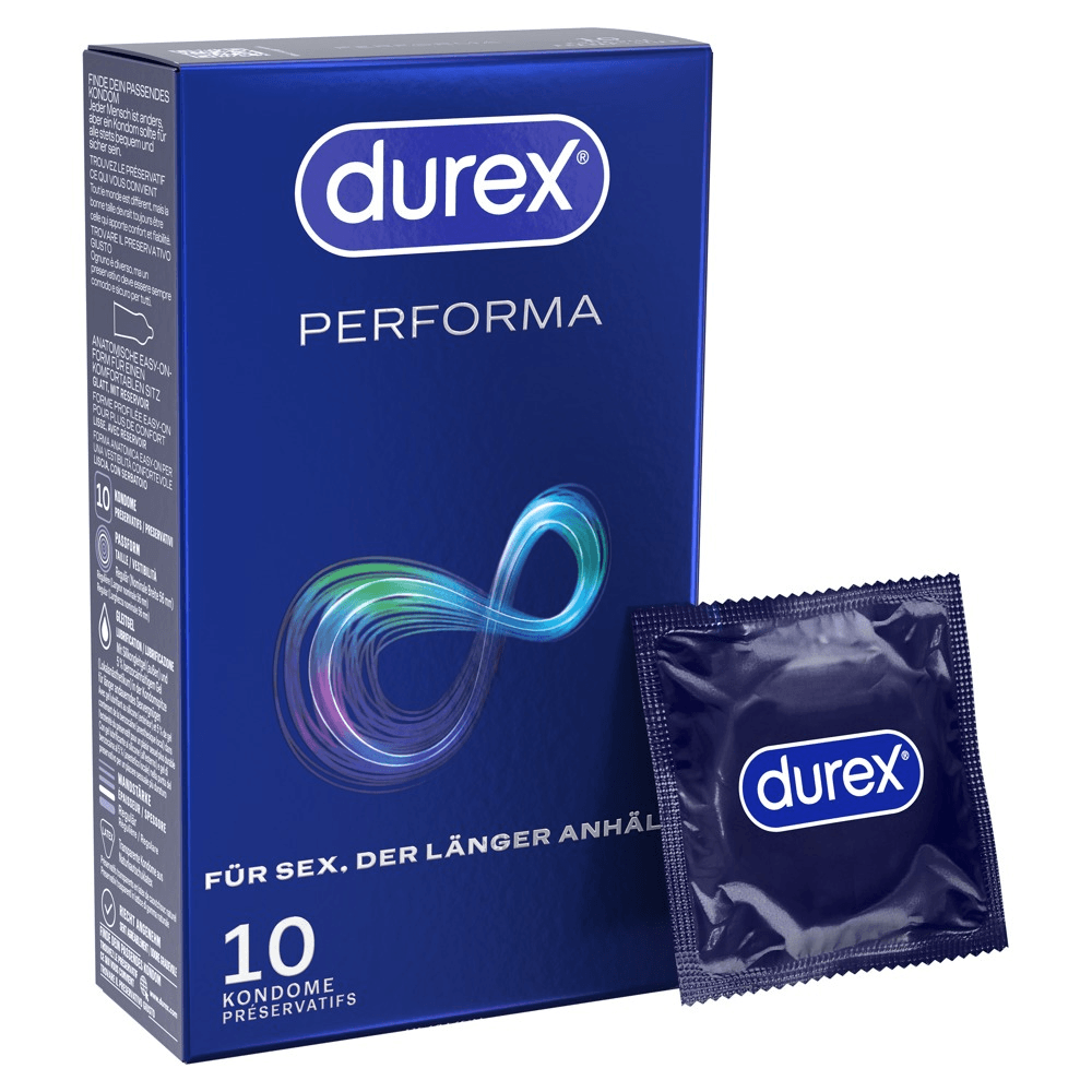 Durex Performa Kondomer  -  Delay Effekt & Ekstra Nydelse 10 Stk.