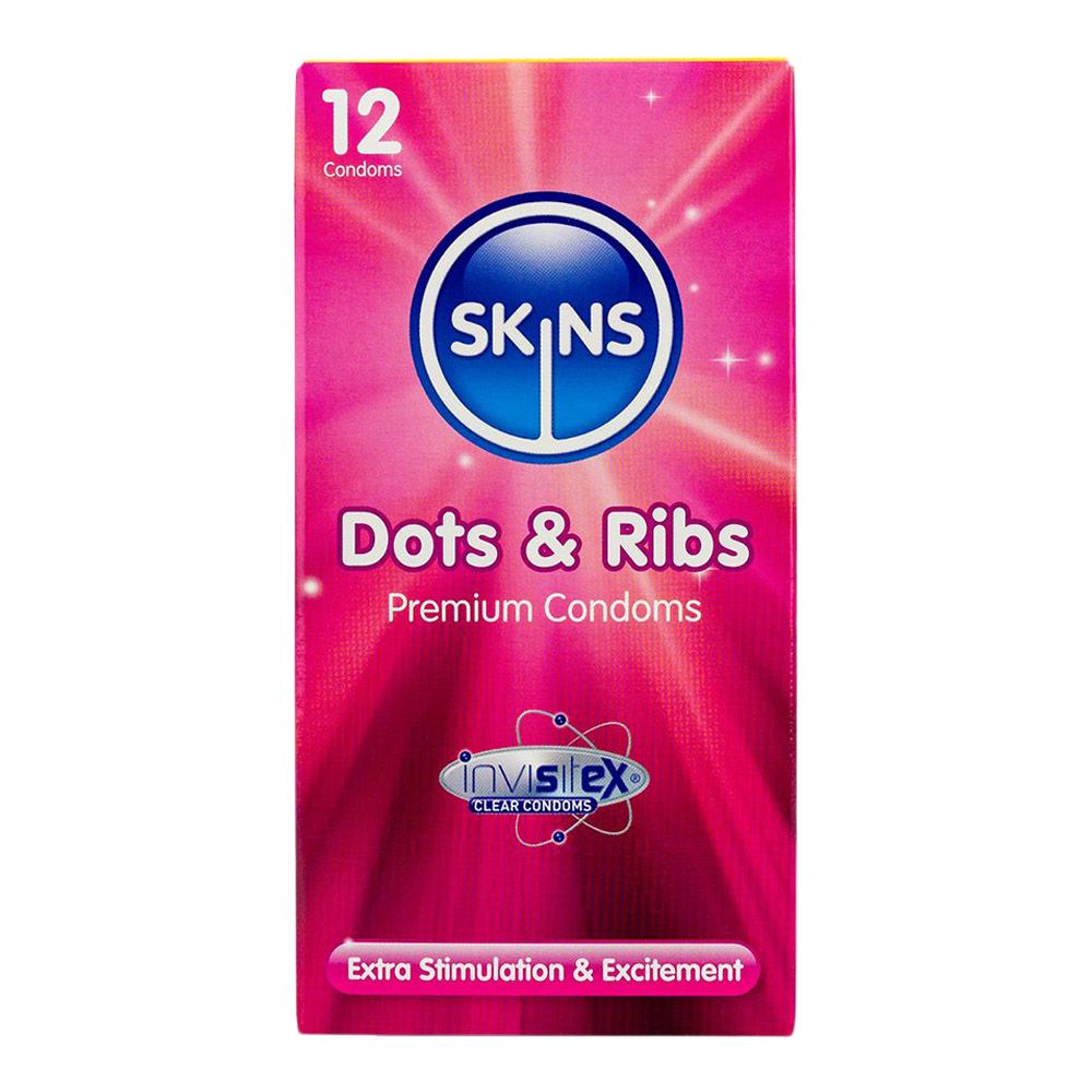 Skins Dots & Ribs  -  Kondomer Med Tekstur  -  12 Stk.