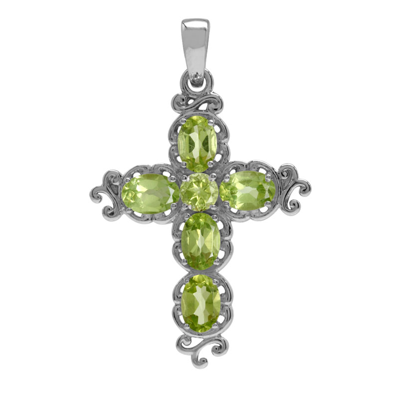Kors Med Peridot - 37mm - U/kæde